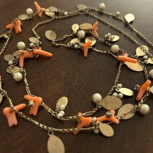 J Crew costume jewellery: faux coral / pearl / diamante necklace